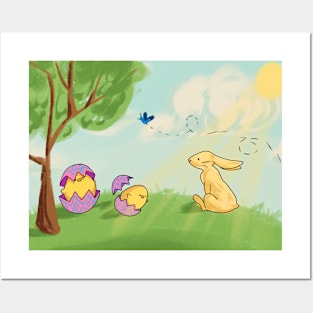 Easter Bunny Easter Eggs Hatched Posters and Art